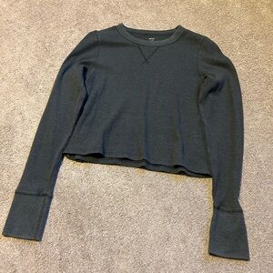 Aerie washed black crop Long Sleeve Top